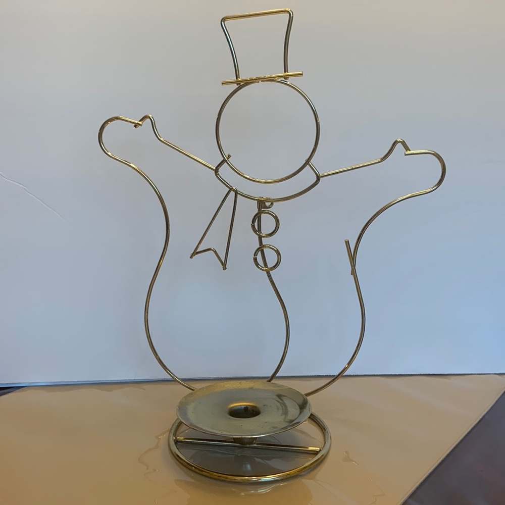 Gold Snowman Candle Holder (12.5  x 11 )